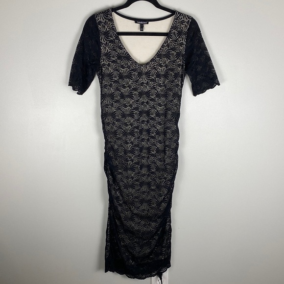 Isabella Oliver Lace Maternity Dress Black 2 Short Sleeve - Picture 1 of 8